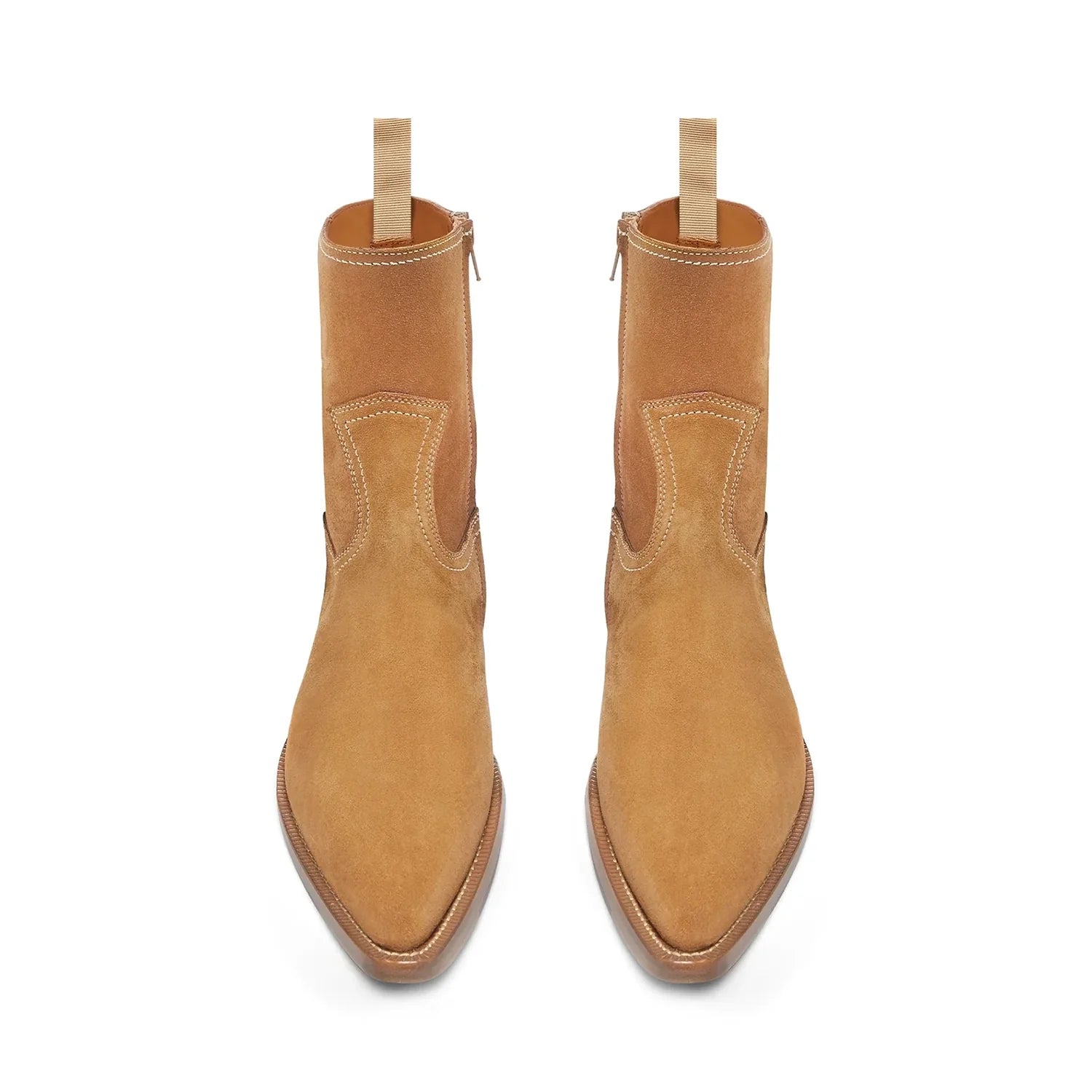 Side Zip Western Boot - Nut Suede Leather
