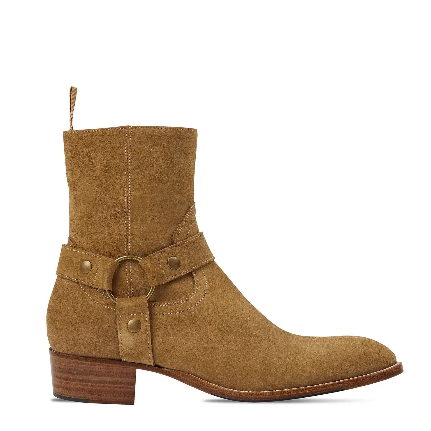 Harness Zip Boot - Camel Suede Leather
