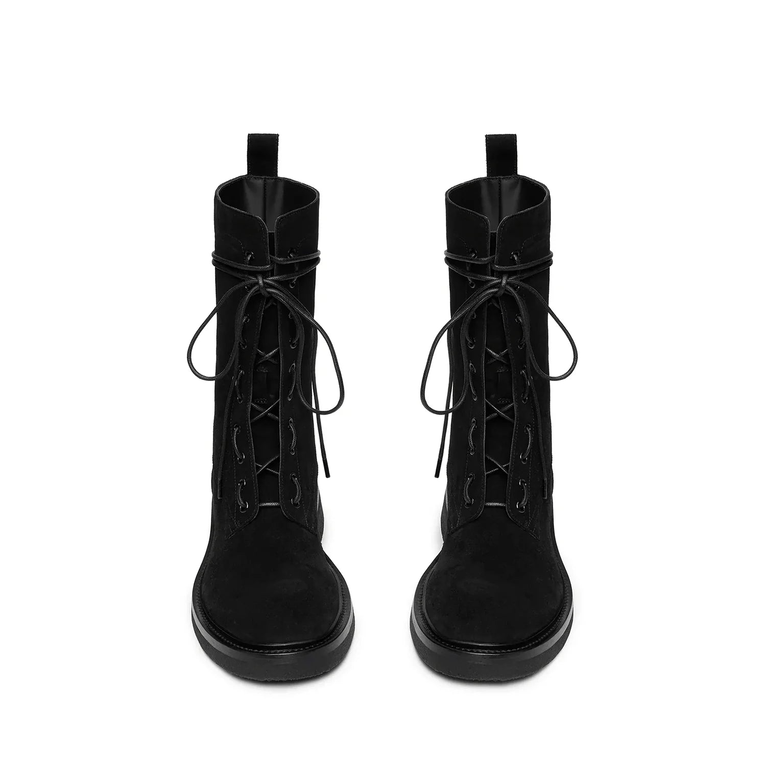 Lorenzo Combat Boot Black Suede Leather