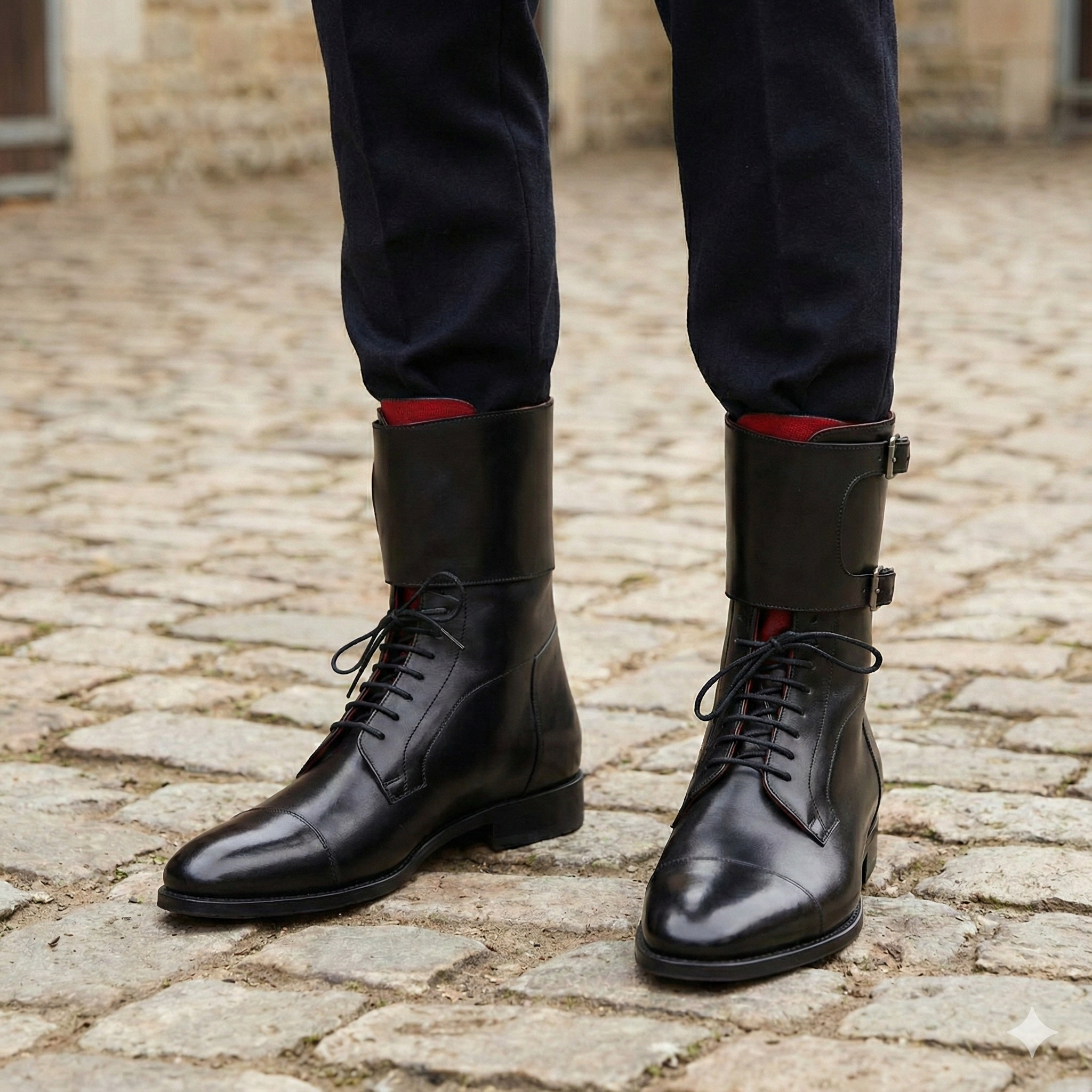Men Cap-Toe Leather High Ankle Boot