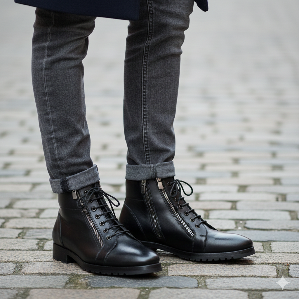 Men Custom Handmade Leather Side Zipper Ankle Boot