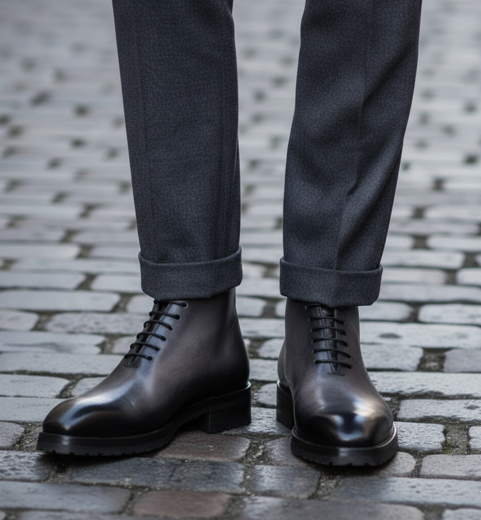 Men Custom Handmade Leather Ankle Boot