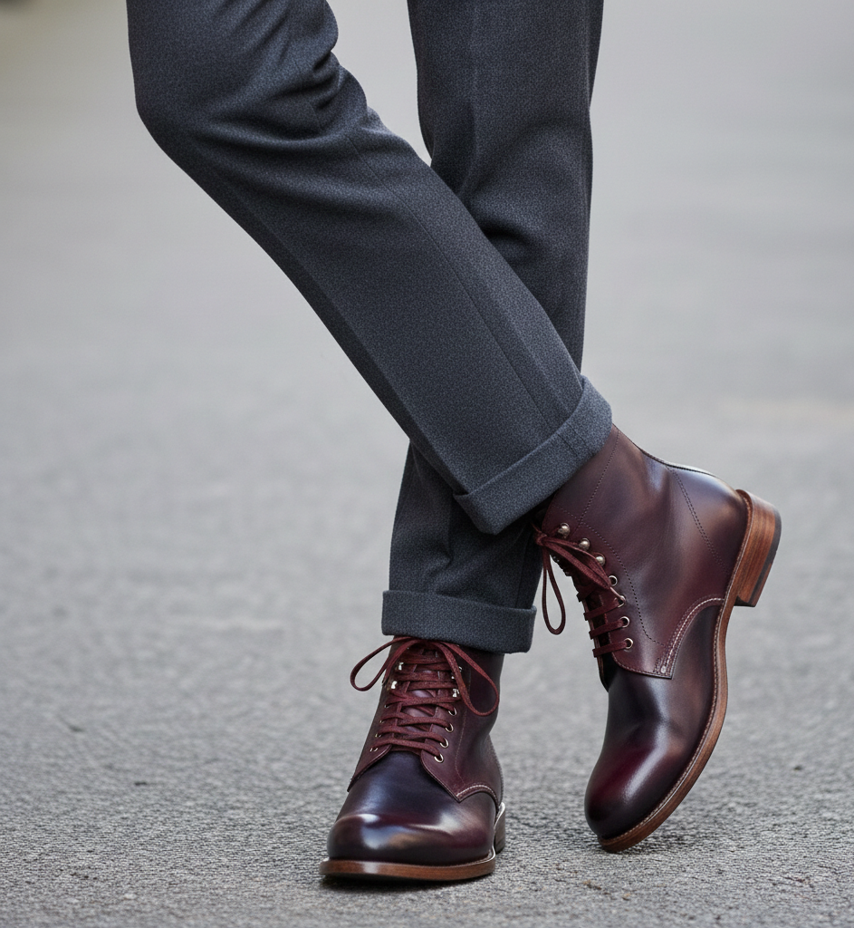 Premium Leather Lace-Up Ankle Boots For Men