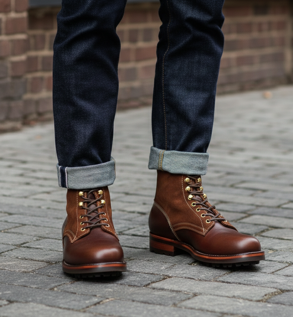 Premium Leather Lace-Up Combat Ankle Boots