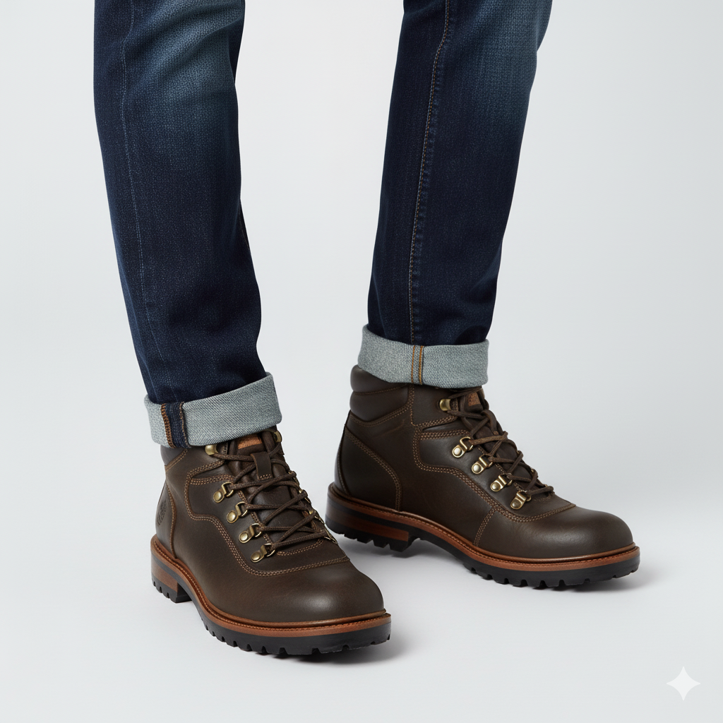 Leather Lace Up Mid Top Ankle Boots For Men