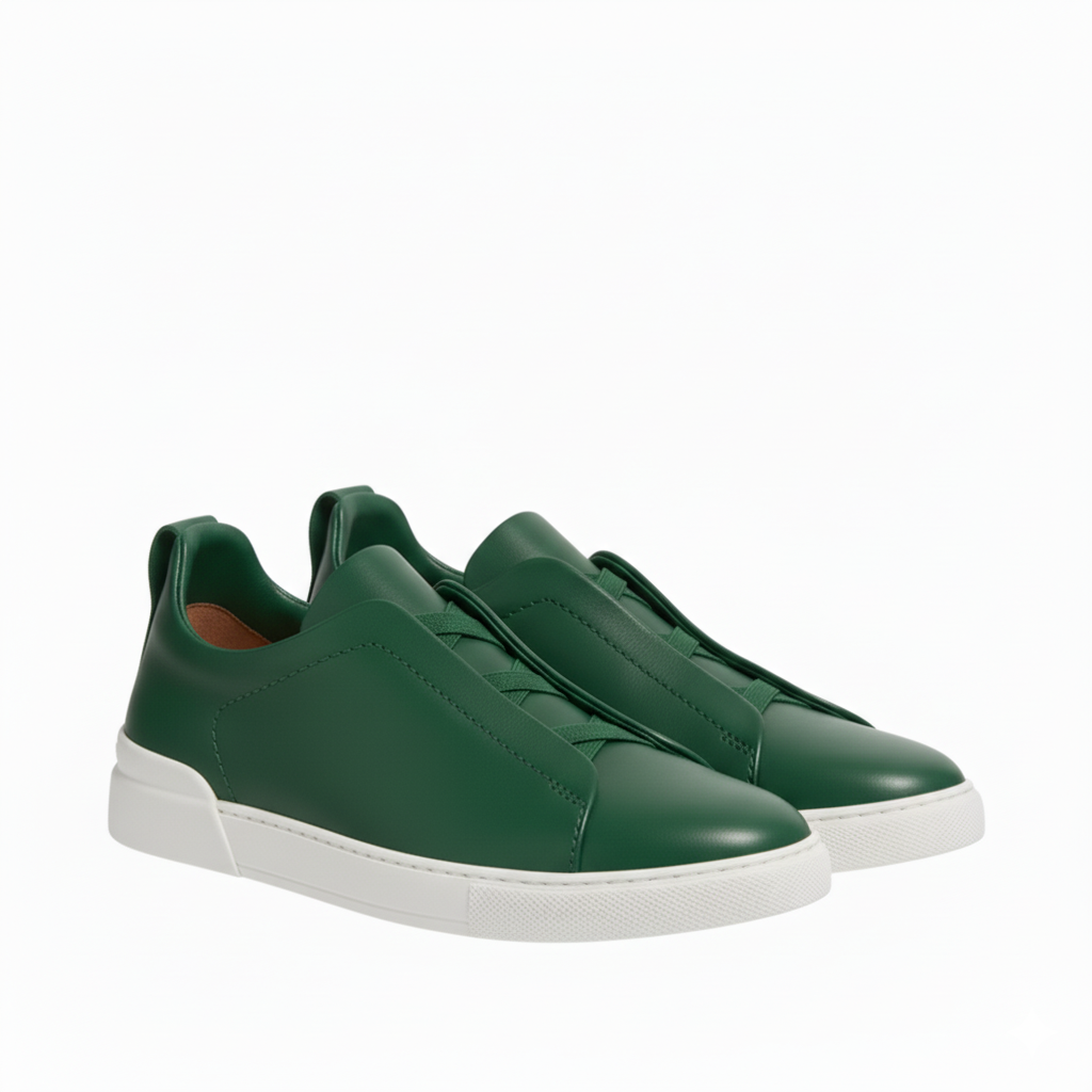 Luxury Edition Triple Stitch Leather Burgundy Sneaker for Men s