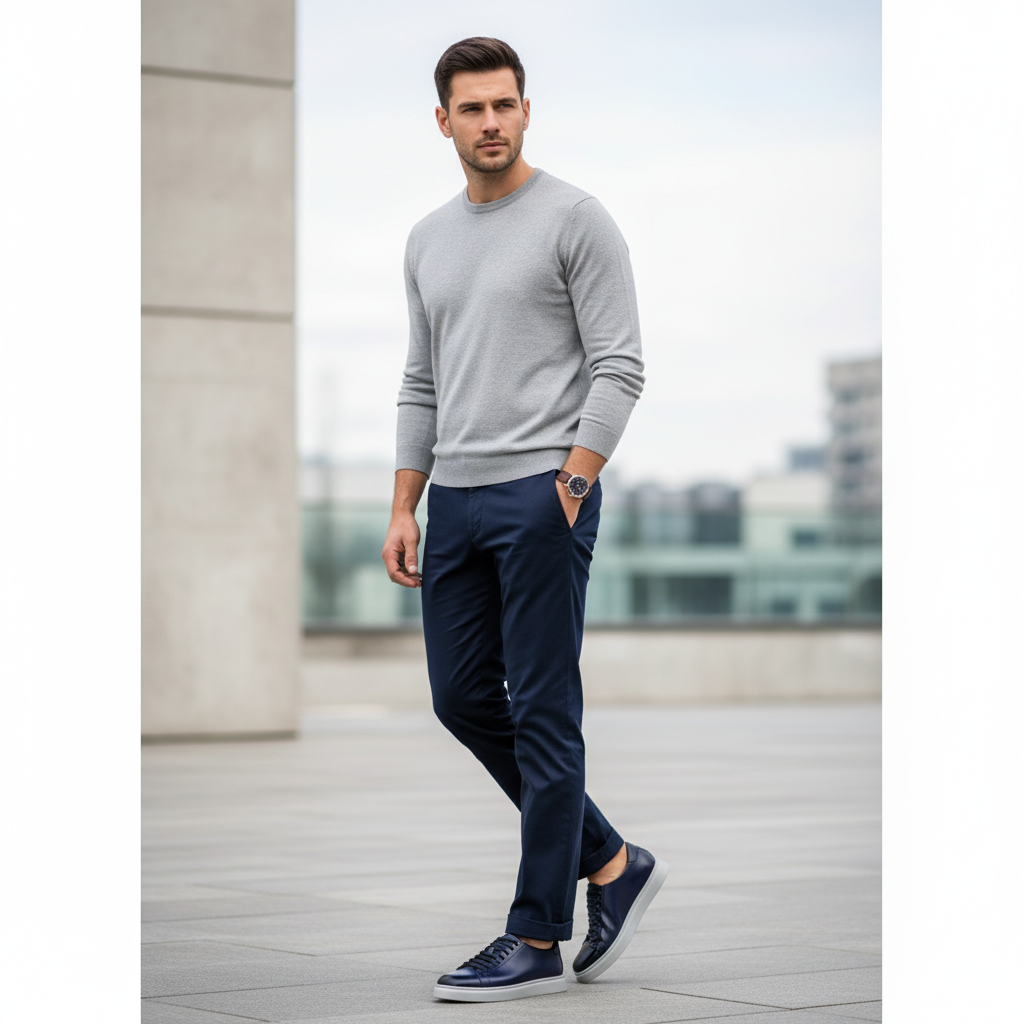 Men s Blue Casual Lace up Sneaker Shoe