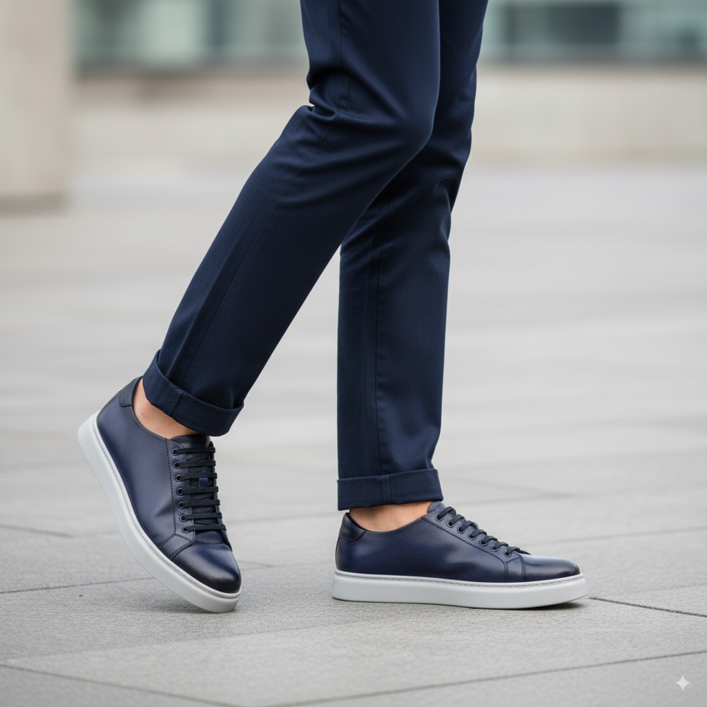 Men s Blue Casual Lace up Sneaker Shoe