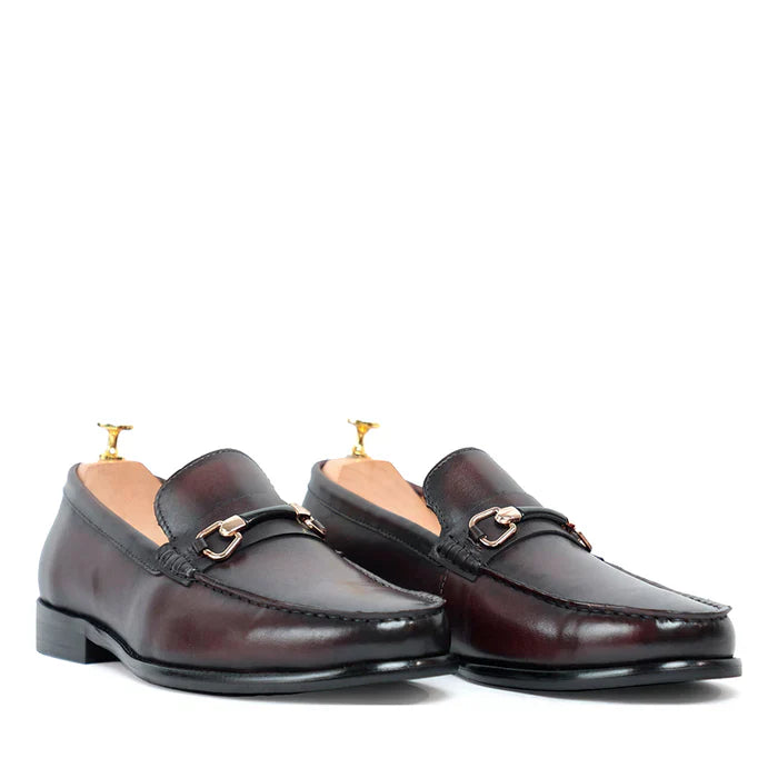 Burgundy Horsebit Slip On Loafers