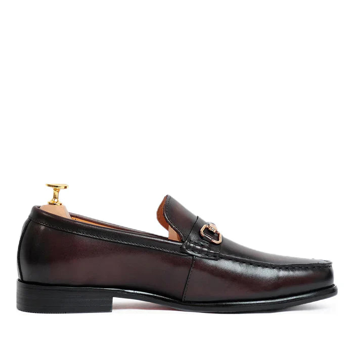 Burgundy Horsebit Slip On Loafers