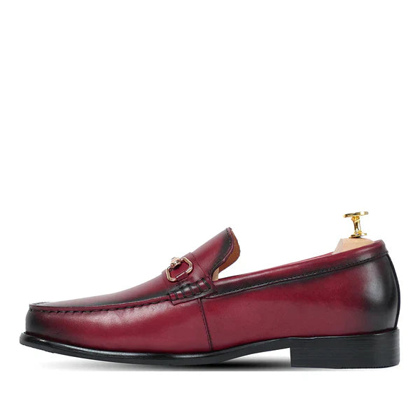 Brown Horsebit Slip On Loafers
