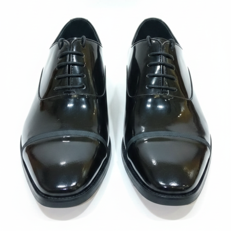Gloss Patent Cap-Toe Italian Oxford Shoes