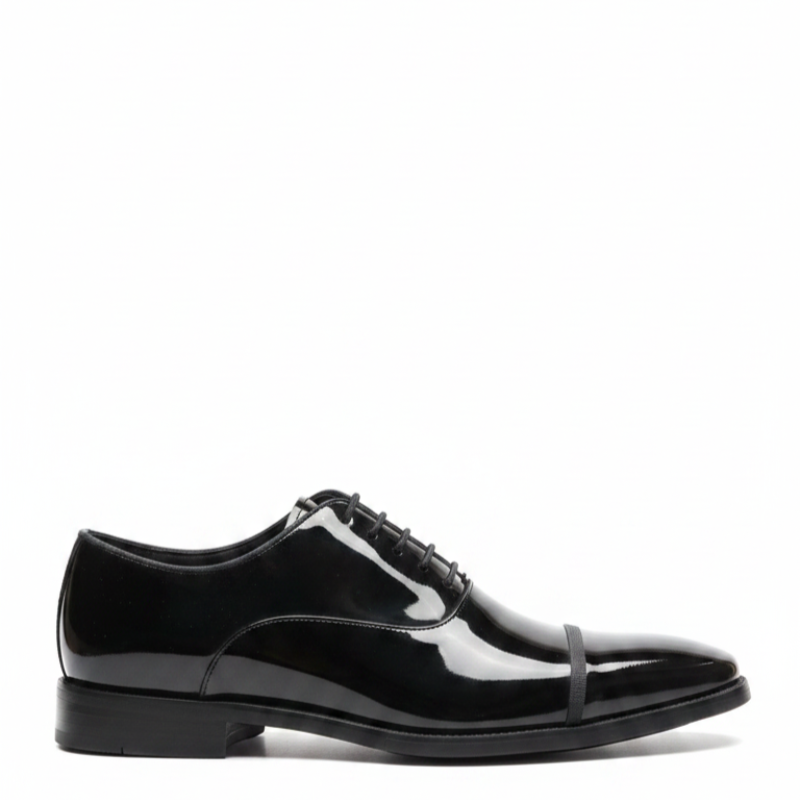 Gloss Patent Cap-Toe Italian Oxford Shoes