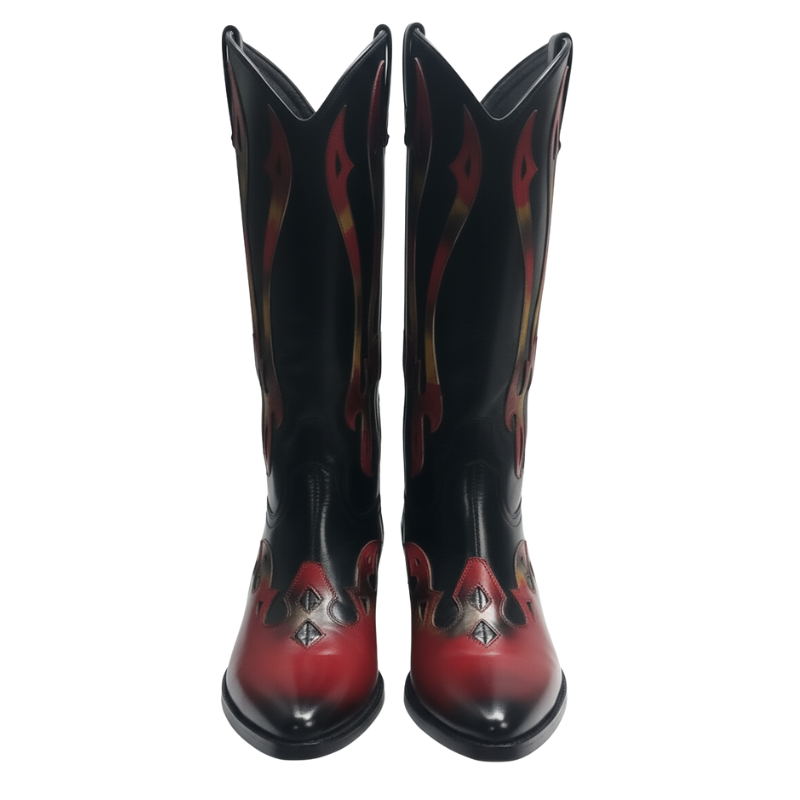 Italian Inferno Crest Handpainted Cowboy Boots