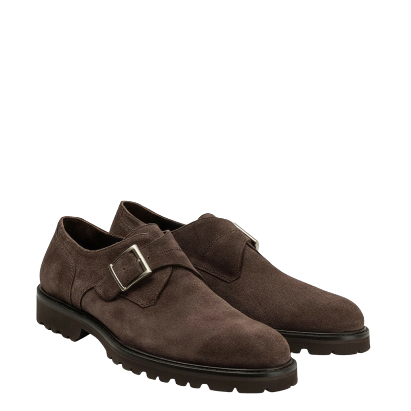 Mens suede single Monk Strap Buckle Shoes