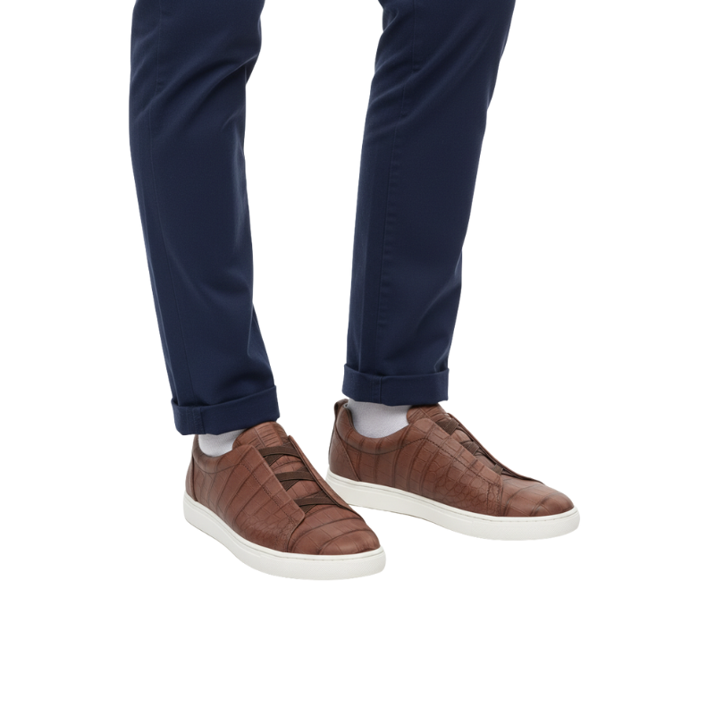 Croc Embossed Italian Luxe Slip On Sneakers