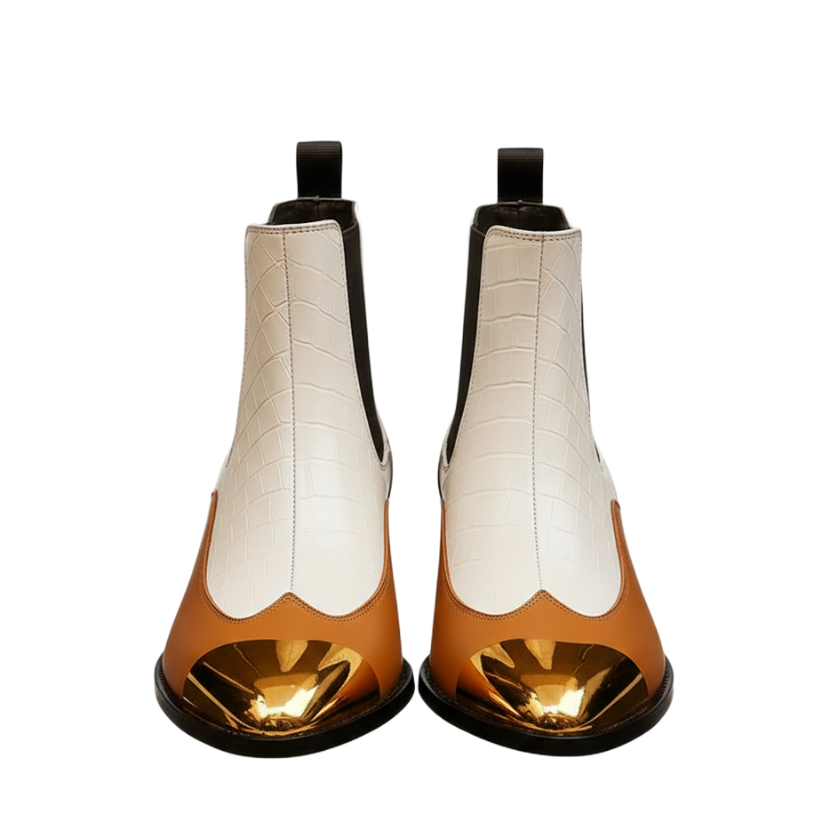 TriTone Luxe Golden Toe Ankle Boots