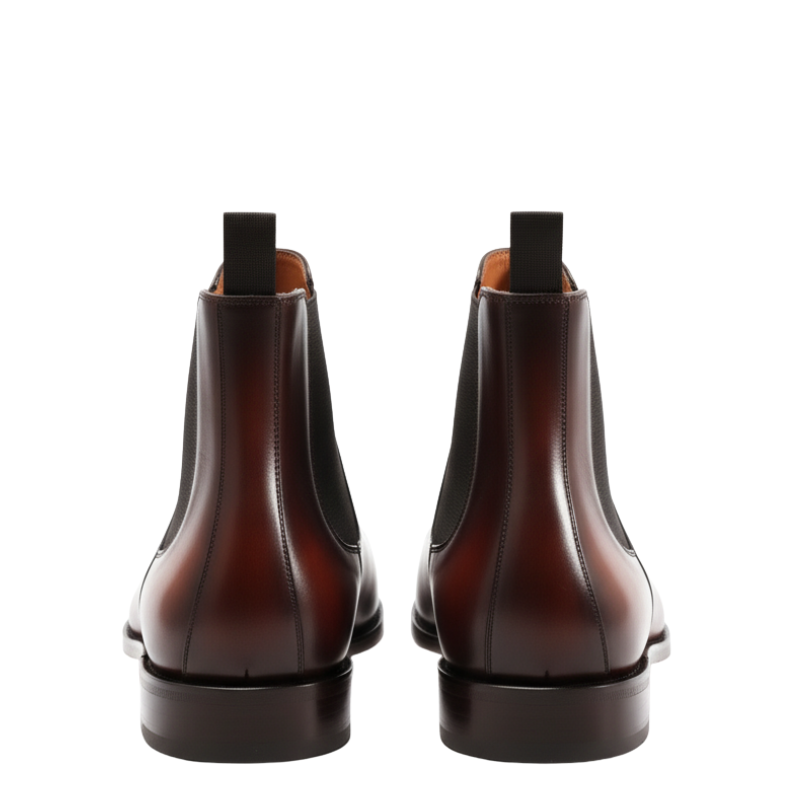 Auburn Cap Toe Leather Chelsea Boots