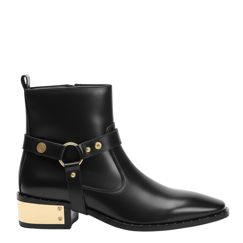 Luxury Noir Grace Gold Plated Heel Boot