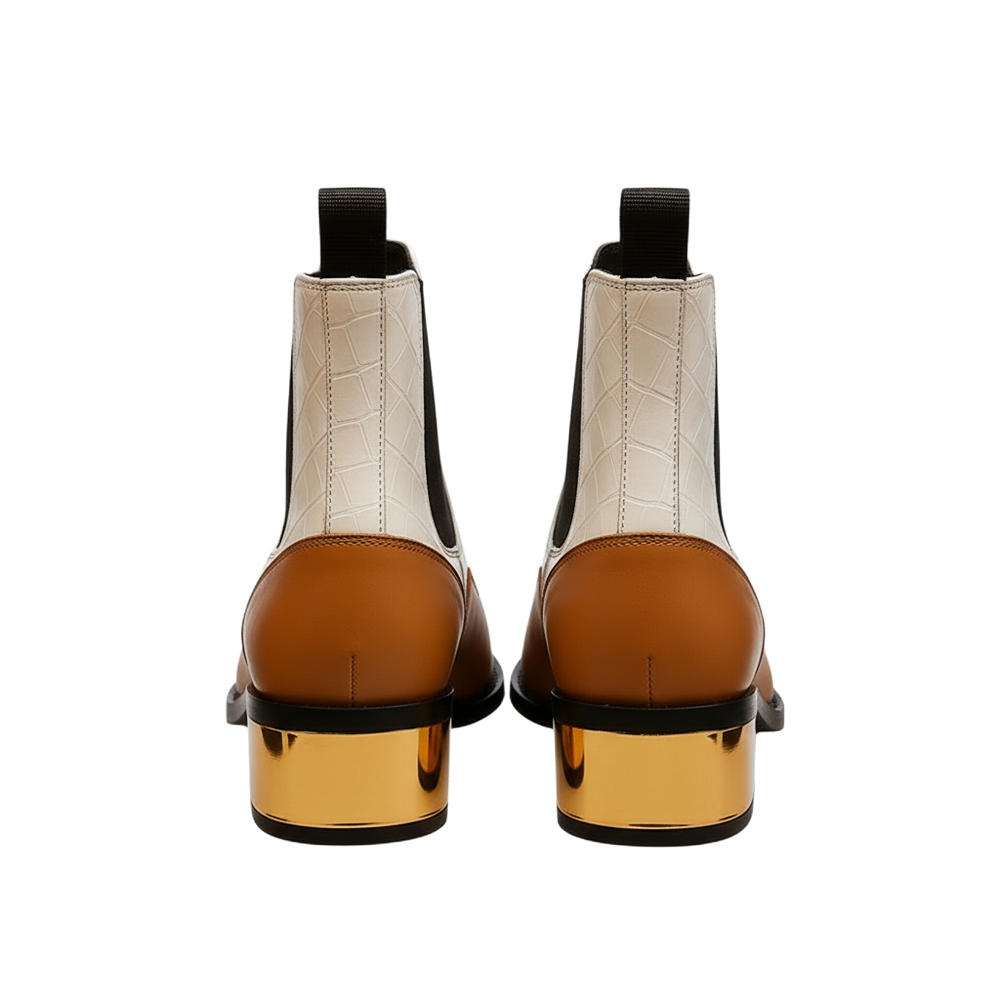 TriTone Luxe Golden Toe Ankle Boots
