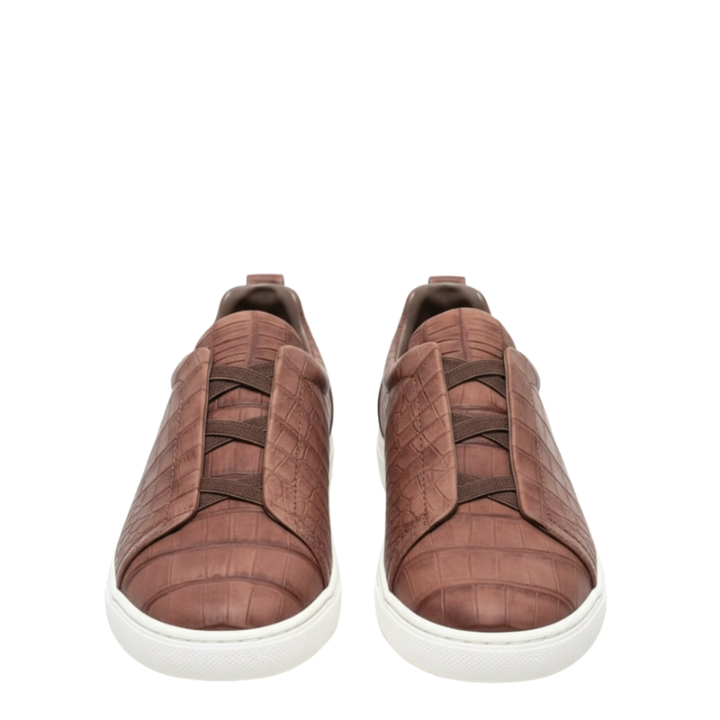 Croc Embossed Italian Luxe Slip On Sneakers