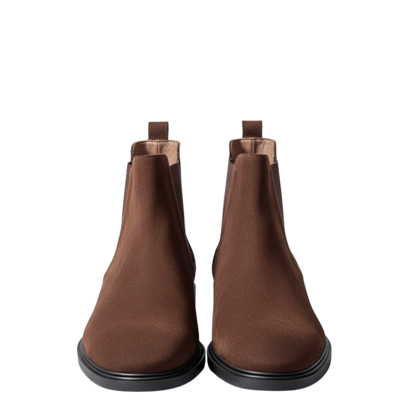 Mens Suede Smooth Walnut Chelsea Boots