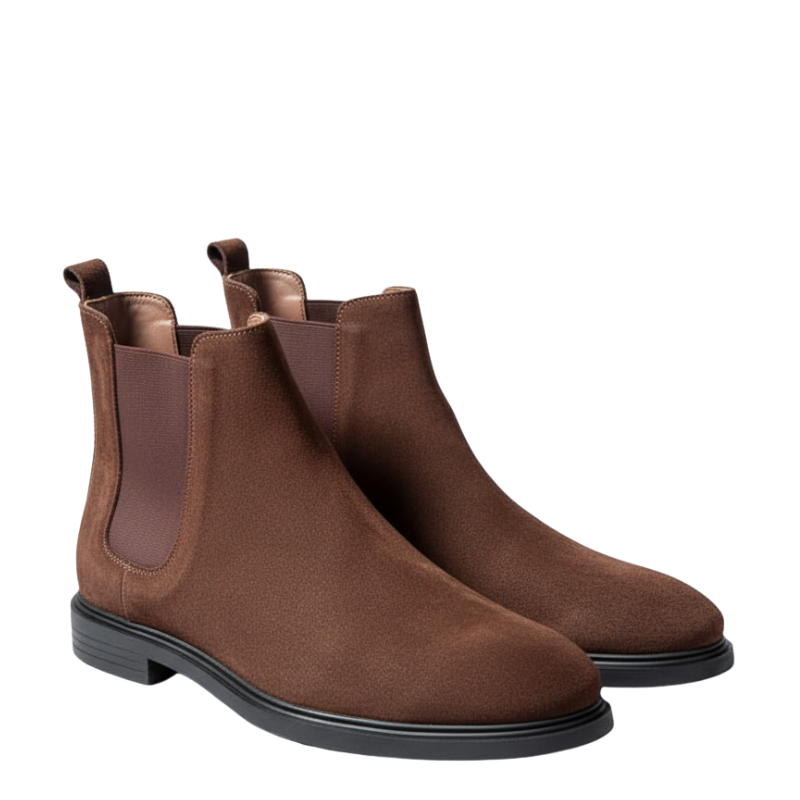 Mens Suede Smooth Walnut Chelsea Boots