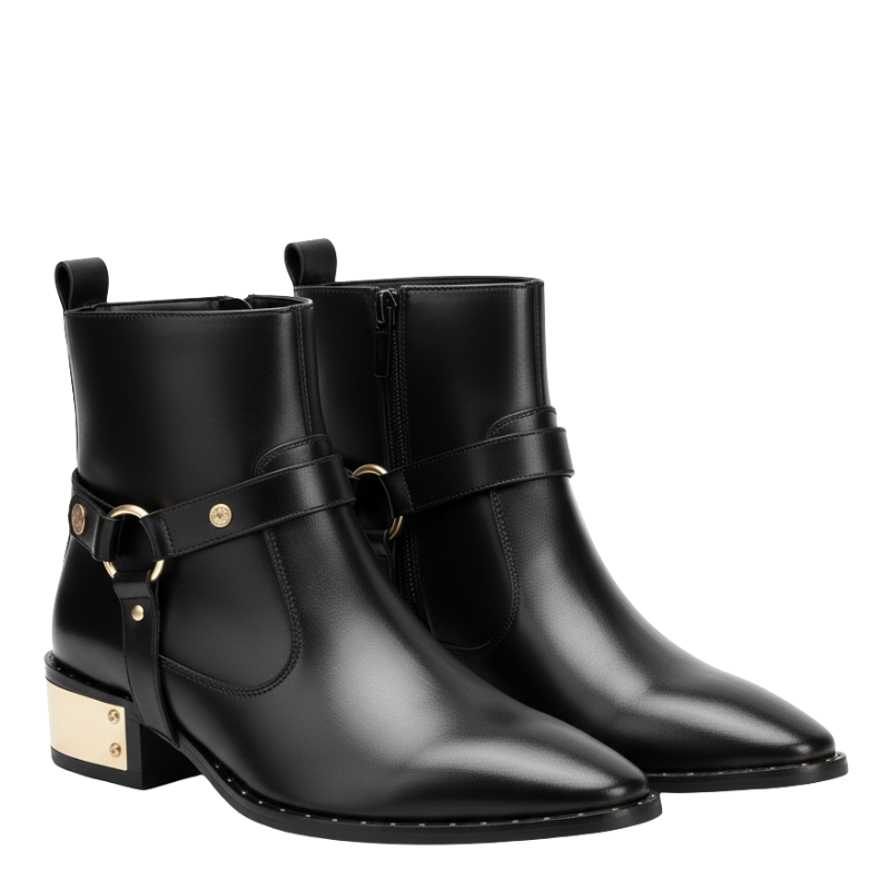 Luxury Noir Grace Gold Plated Heel Boot