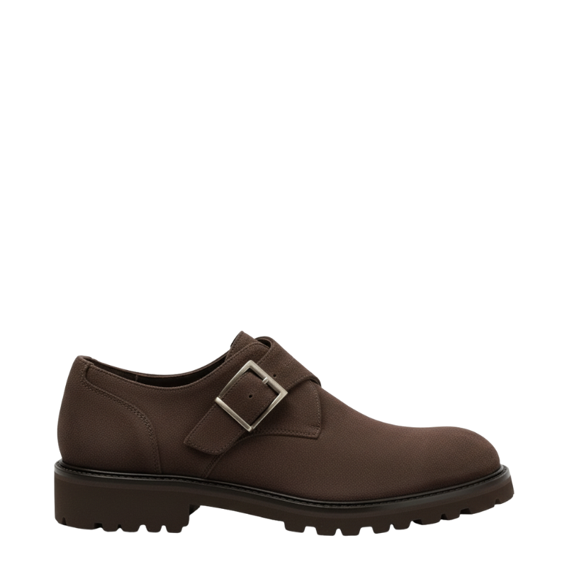 Mens suede single Monk Strap Buckle Shoes