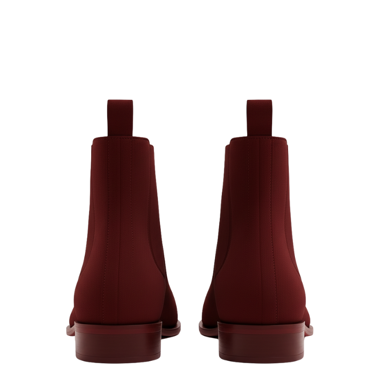 Crimson Luxe Suede Chelsea Boots
