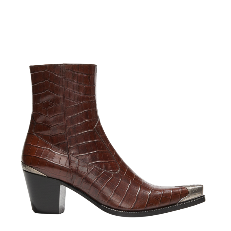 Metal Toe Croc Textured Boots