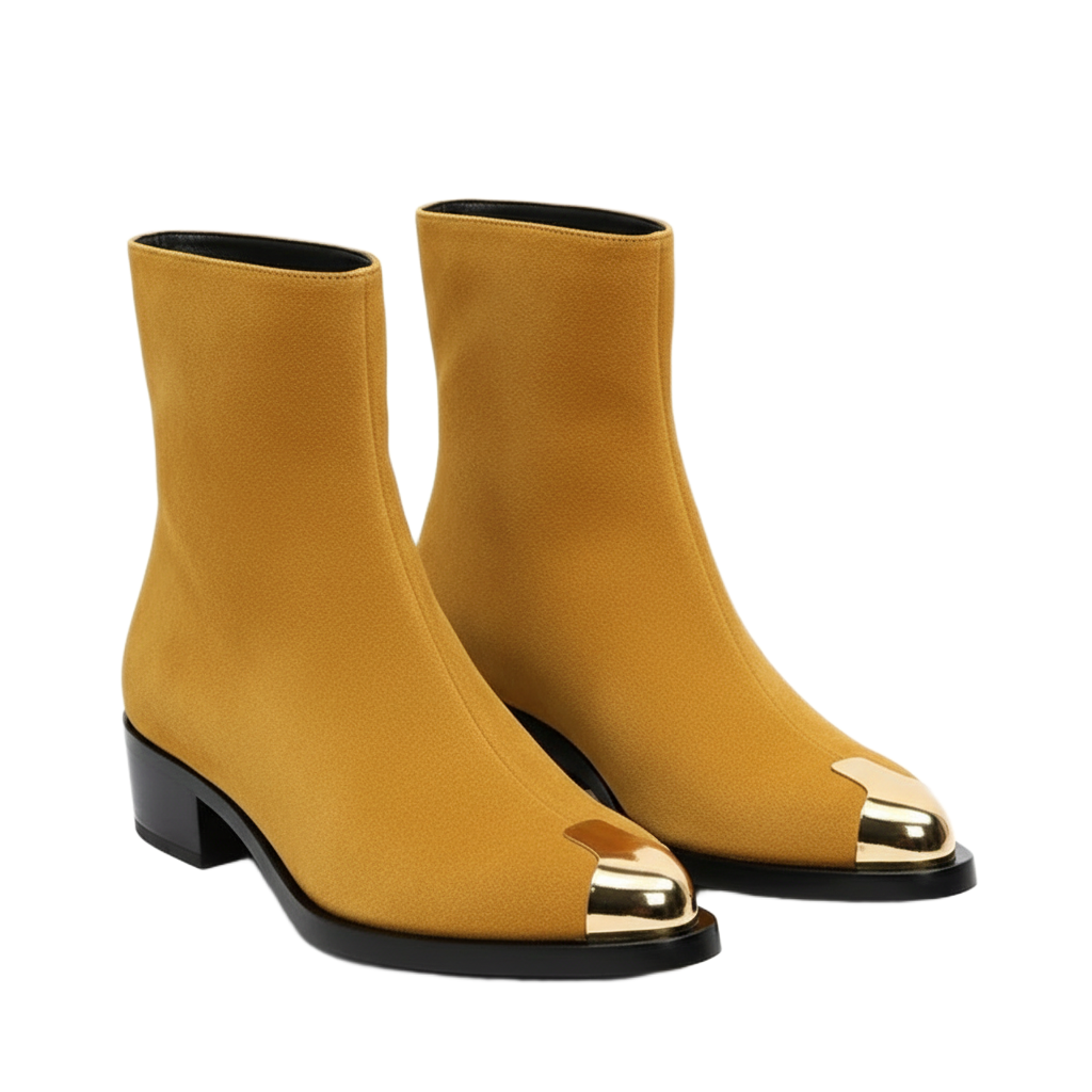 Punk Suede Golden Toe Boots