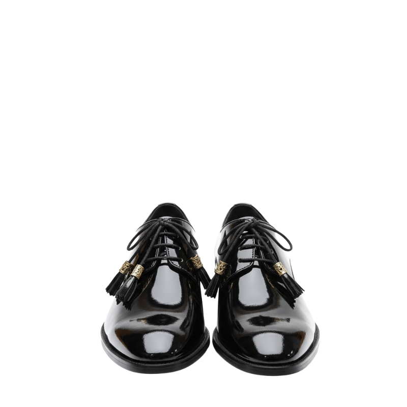 Italian Luxe Patent Monarch Tassel Shoes