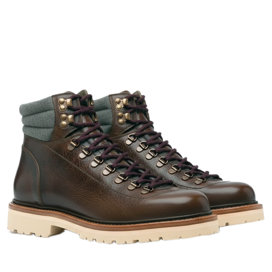 Wine Padded Ankle Lace-Up boots