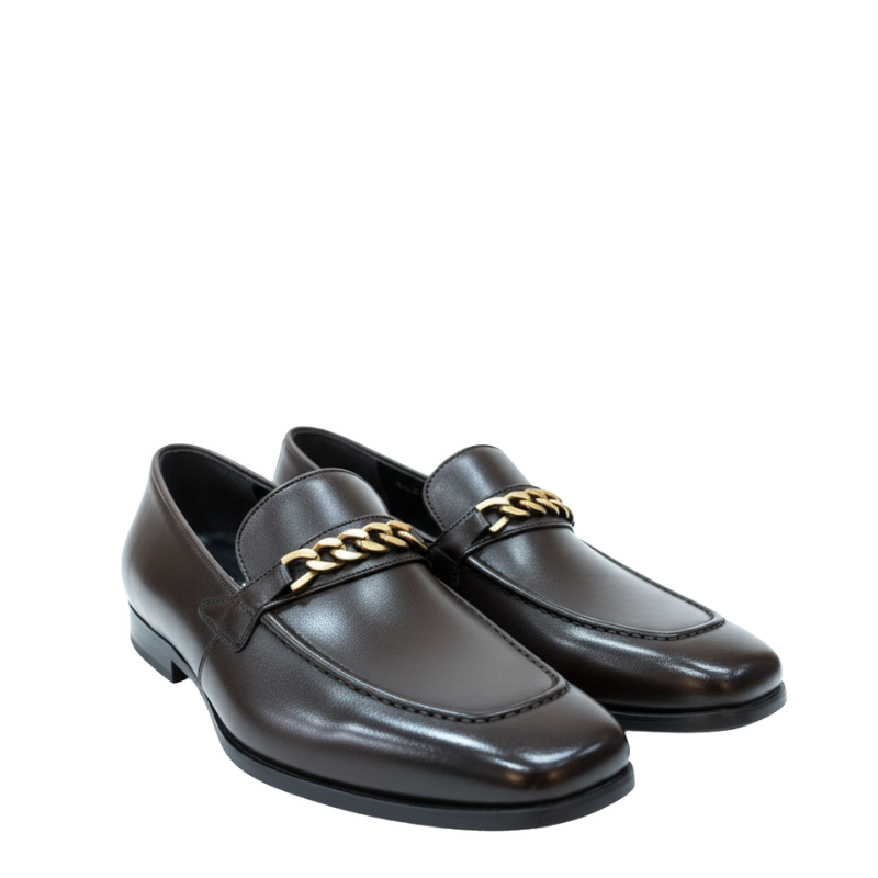 Regal Gold Chain Leather Loafers
