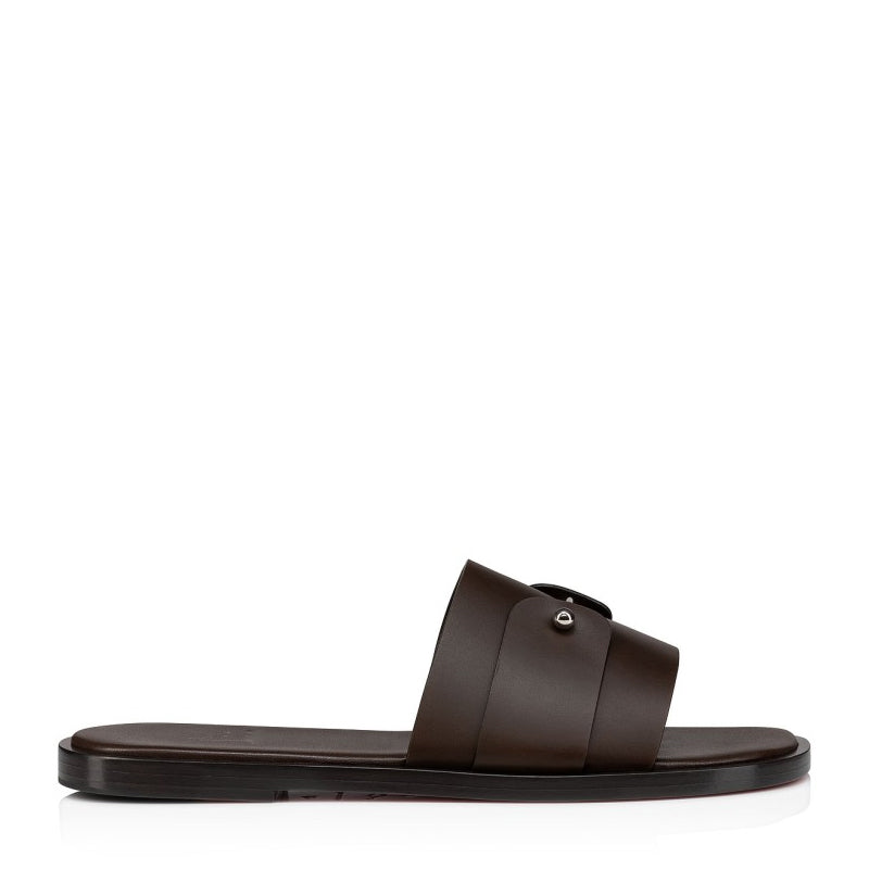 Men Slip-On Brown Leather Comfort Sandal