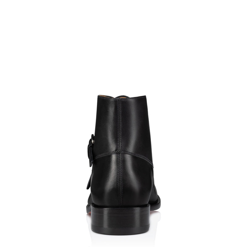 Luxury Double Monk Strap High-top Polished Leather Boots with Silver Buckles