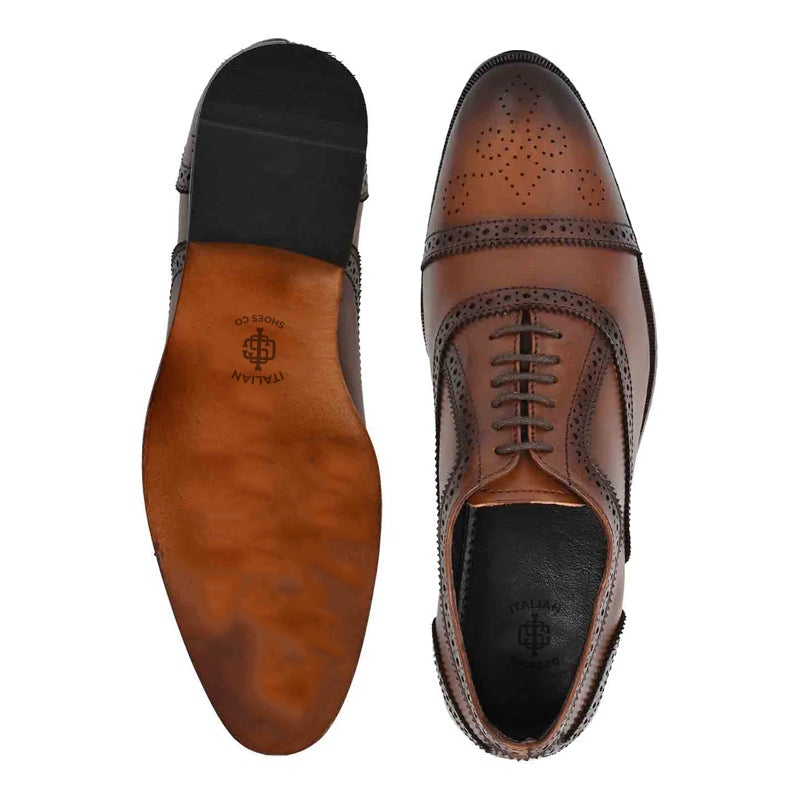 Polished Solid Leather Formal Oxford Shoe