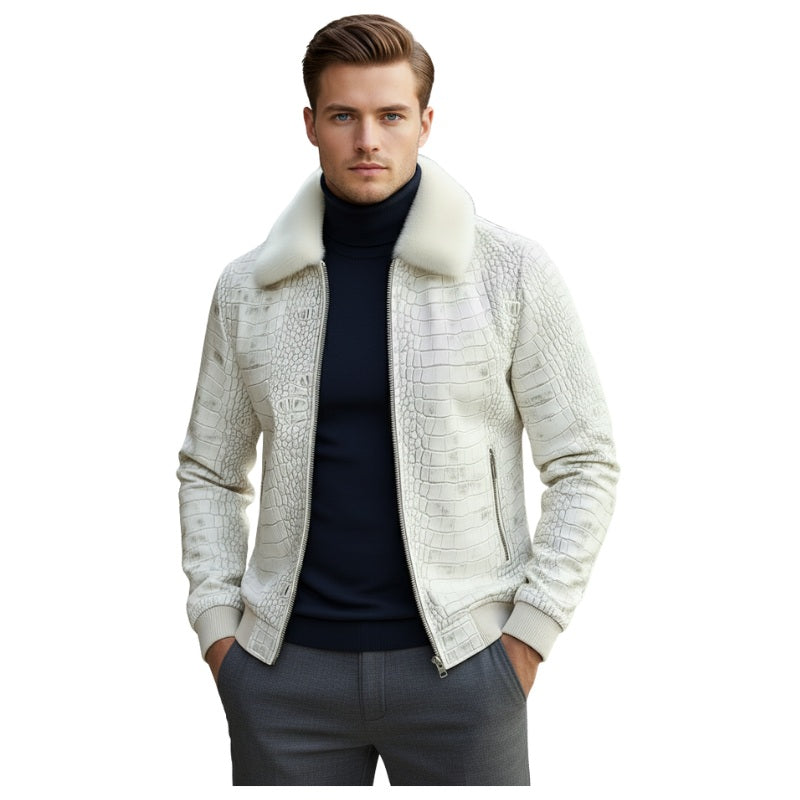 Arctic Croc Embossed Fur Collar Jacket