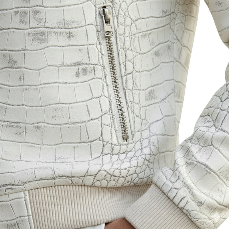 Arctic Croc Embossed Fur Collar Jacket