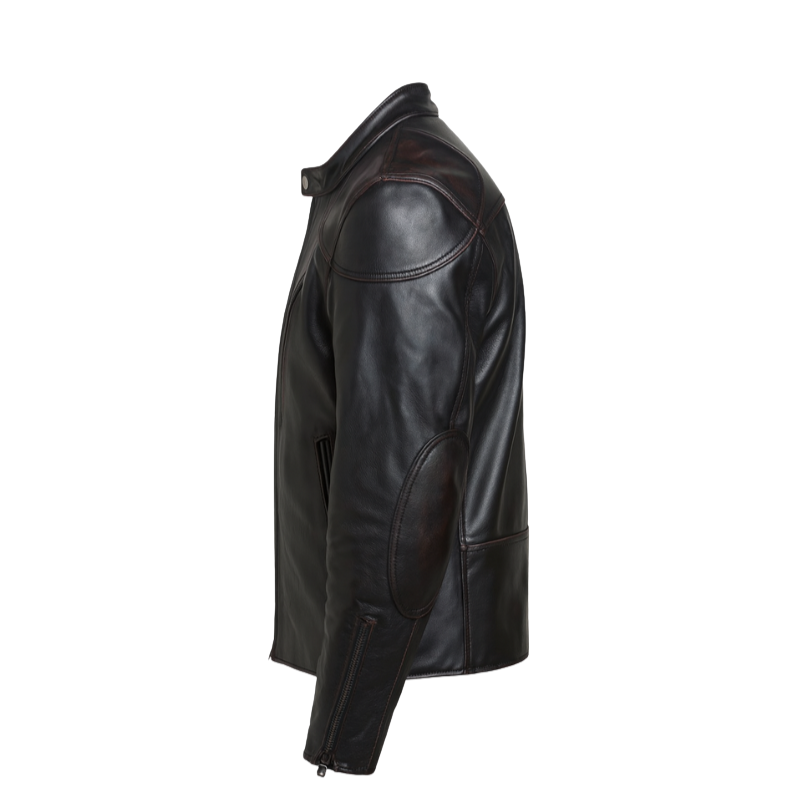 Men s Leather Slim Short Zipper Biker Jacket