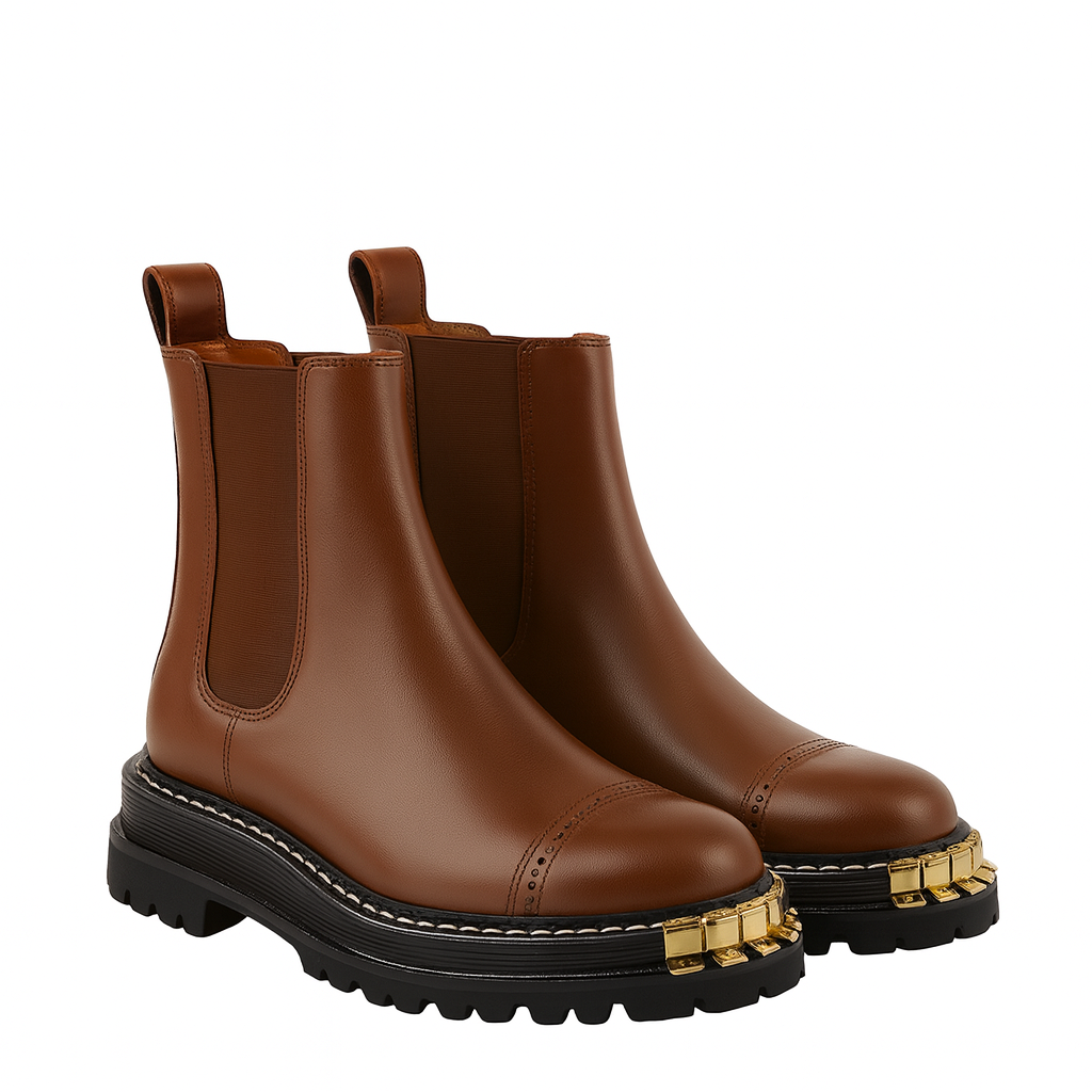 Luxury Ankle Boots for Womens with Gold accent Toe Detail