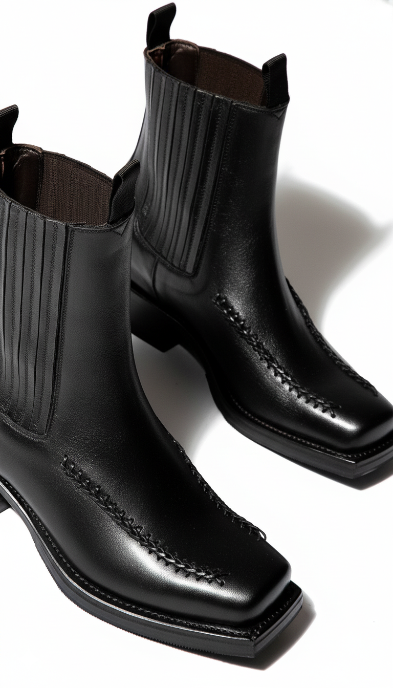 Men s Square Toe Braided Detail Chelsea Boot