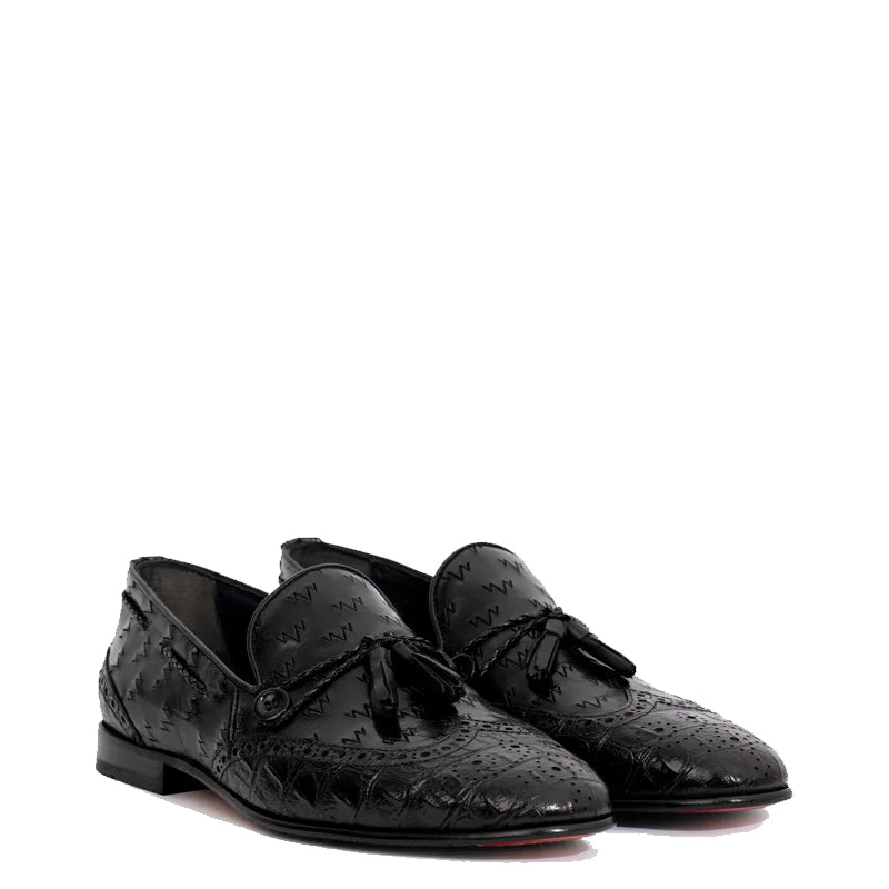 Blue Leather Tassel Loafer Men Shoe