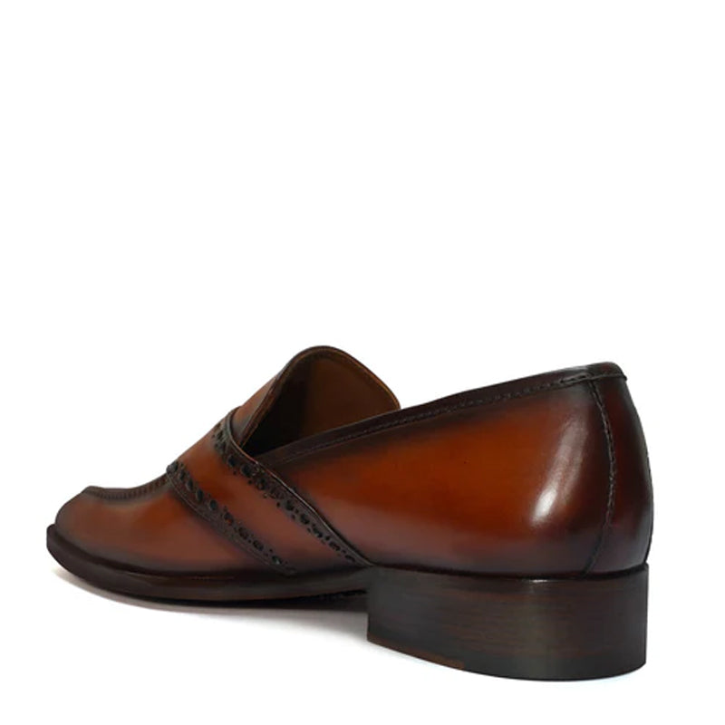 Cognac Slip On Leather Loafers Shoes