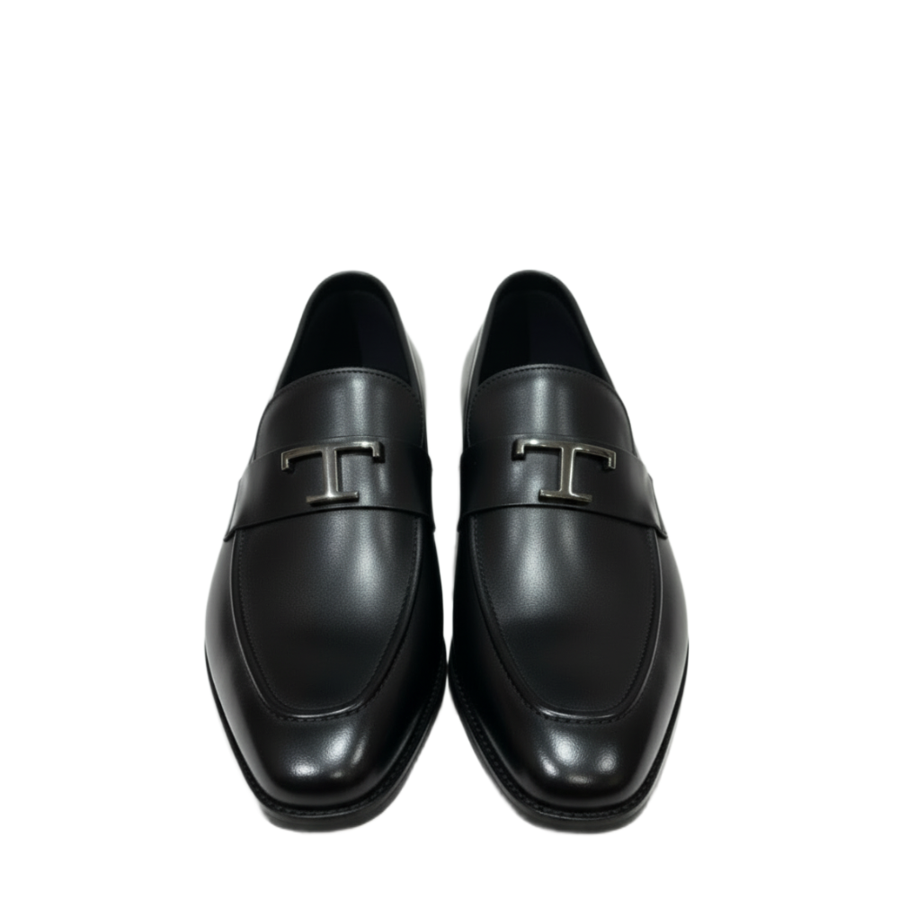 Imperial Noir T Buckle Leather Loafers