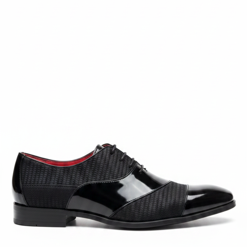 Italian Charm Patent Fabric Cap Toe Oxford Shoes