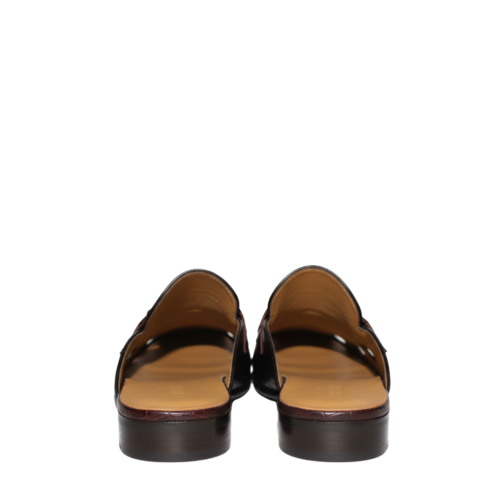 Italian Croc Vent Bit Mule Loafers
