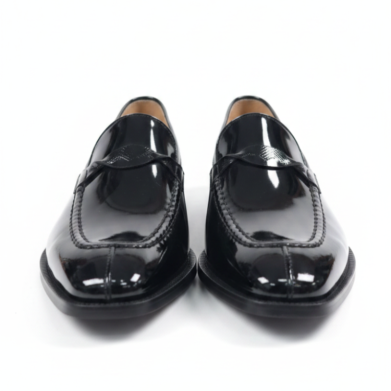 Italian Aura Glossy Classic Leather Loafers