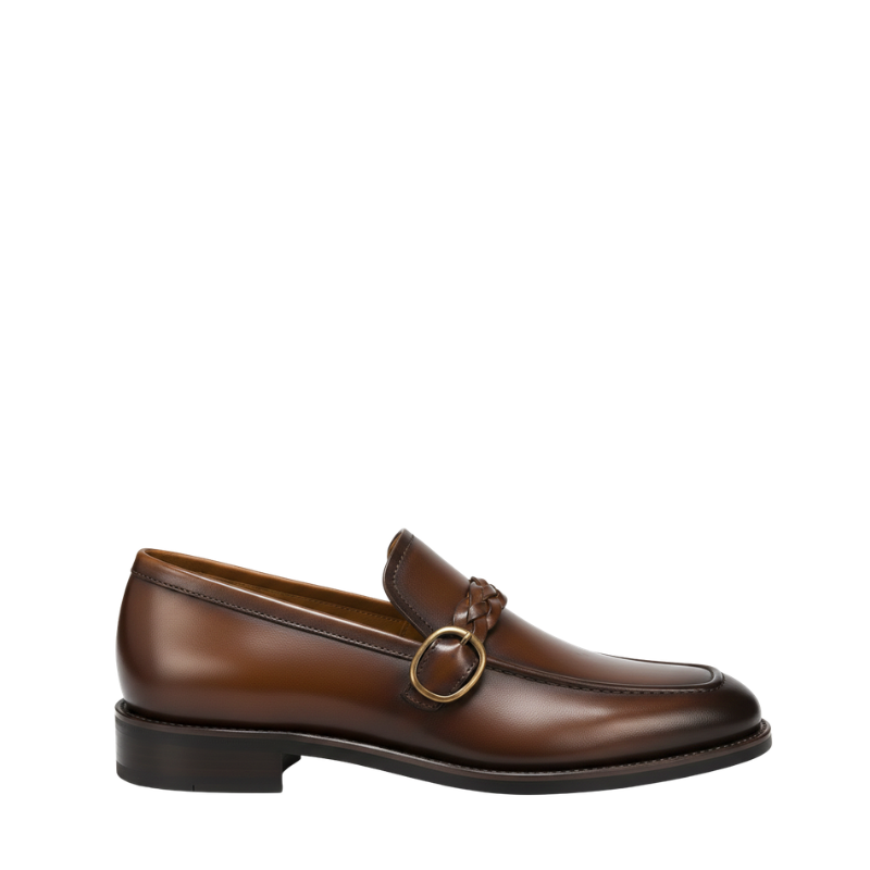 Italian Braided Luxe Buckle Leather Loafers